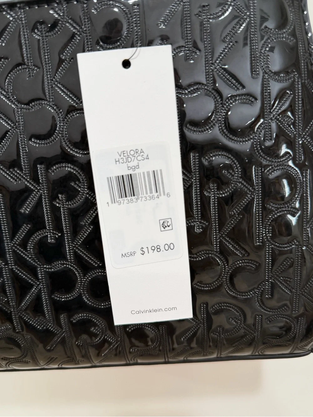 Calvin Klein Black Embossed Logo Satchel